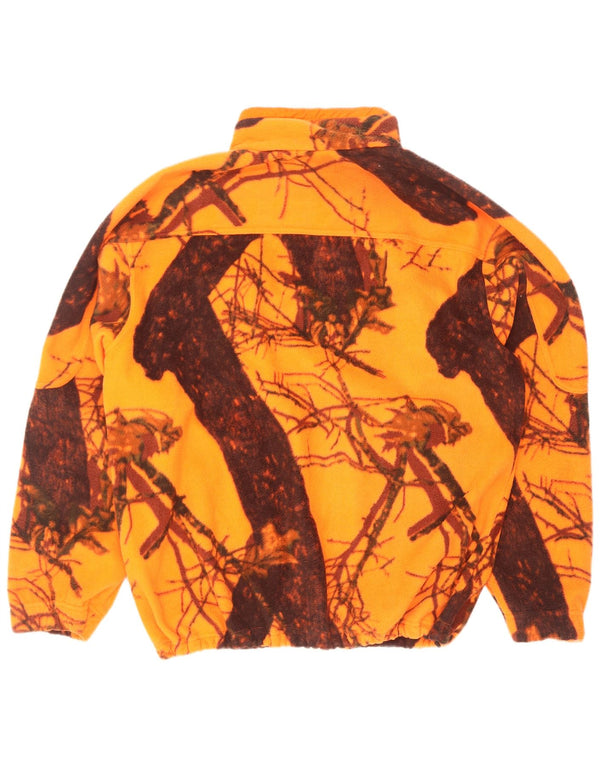 Vintage herre lynlås hals fleece jumper XL orange Camouflage polyester