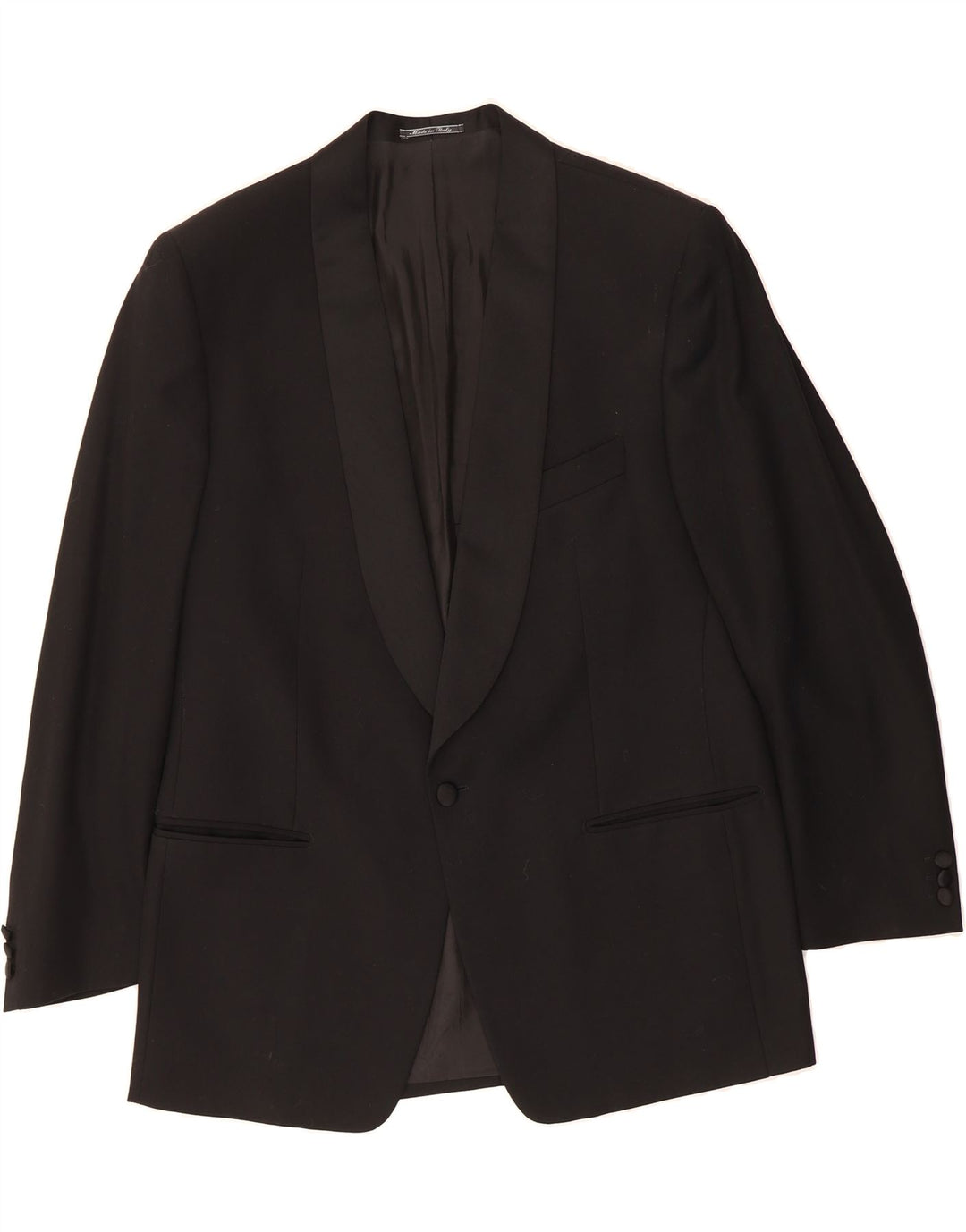 LUBIAM Mens 1 Button Blazer Jacket IT 56 3XL Black Virgin Wool Vintage Lubiam and Second-Hand Lubiam from Messina Hembry 