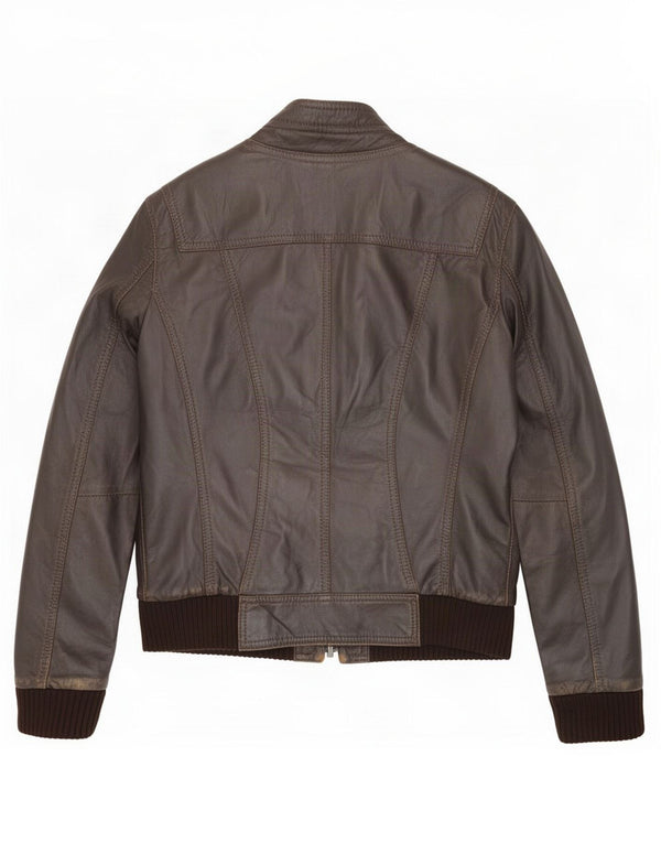 Chaqueta de cuero bomber vintage para hombre IT 48 Marrón medio