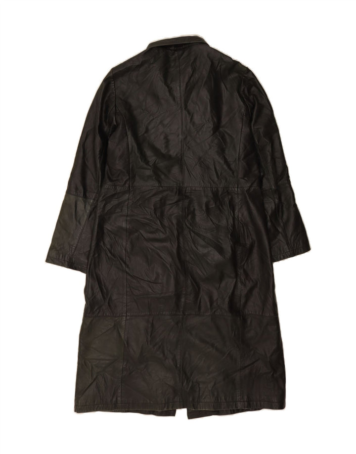 VINTAGE Womens Leather Coat EU 38 Medium Black Leather Vintage Vintage and Second-Hand Vintage from Messina Hembry 