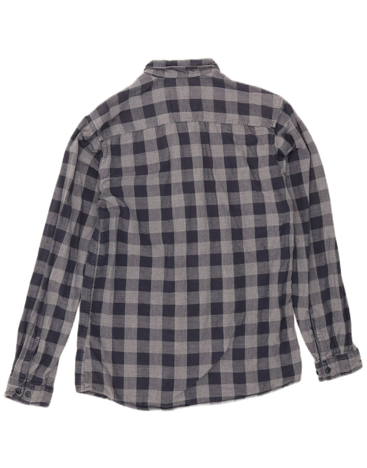 JACK & JONES Mens Flannel Shirt Small Navy Blue Check Cotton