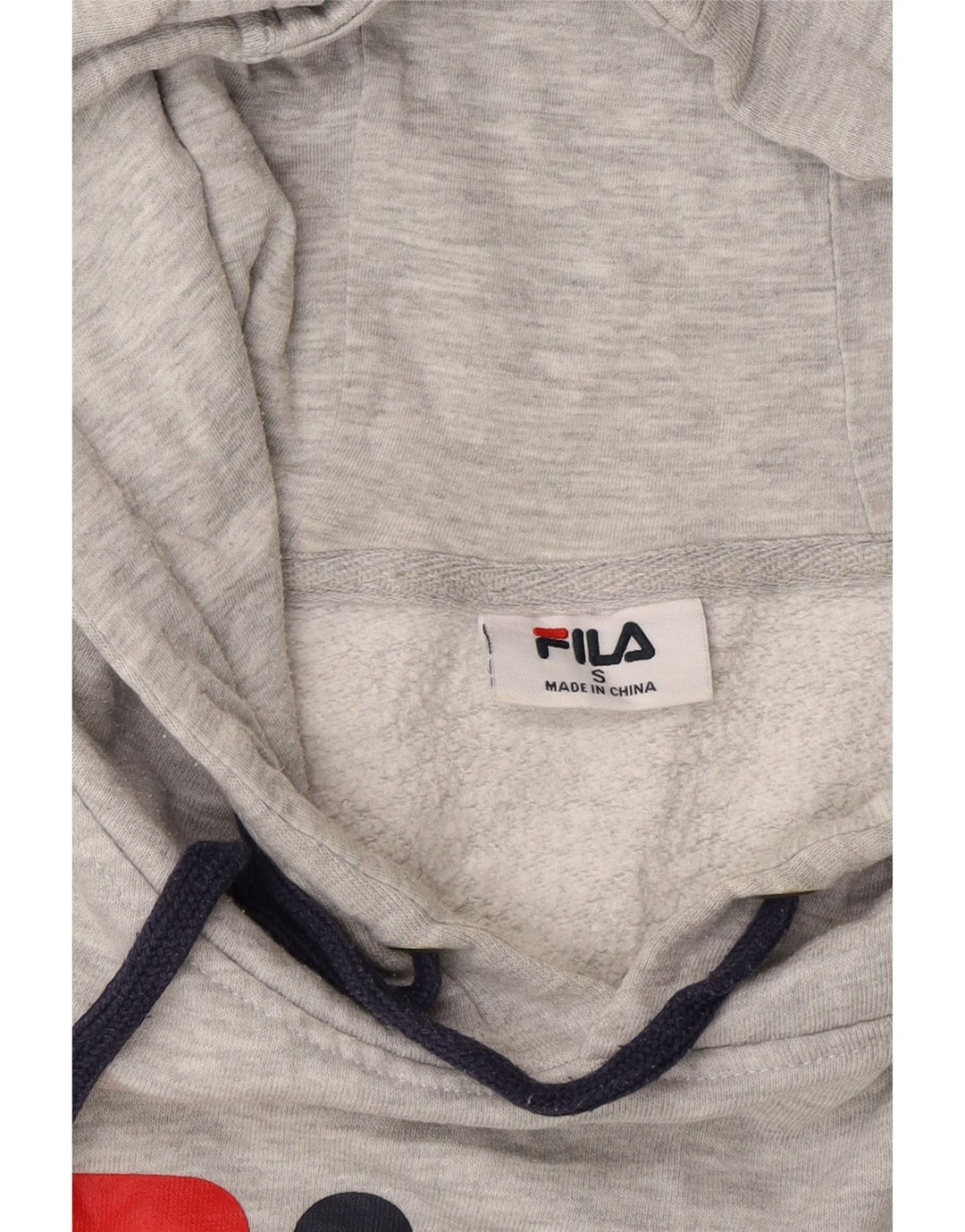 FILA Mens Graphic Hoodie Jumper Small Grey Vintage Fila and Second-Hand Fila from Messina Hembry 