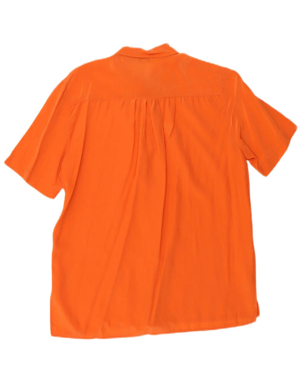 Vintage Womens Short Sleeve Oversized Shirt Blouse UK 10 Small Orange Silk