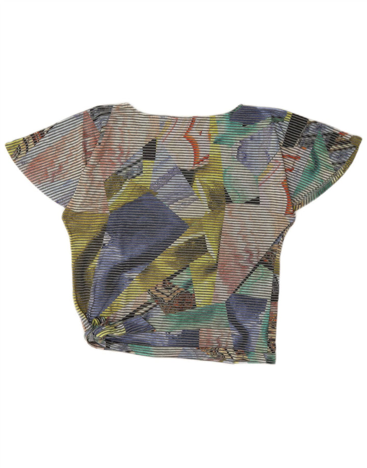 Desigual Womens Crop Bluse Top UK 14 Medium Multicolored Pinstripe
