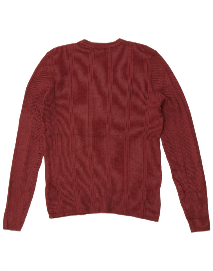 Marks & Spencer Womens Crew Neck Jumper Sweater UK 14 Medium Maroon Viscose