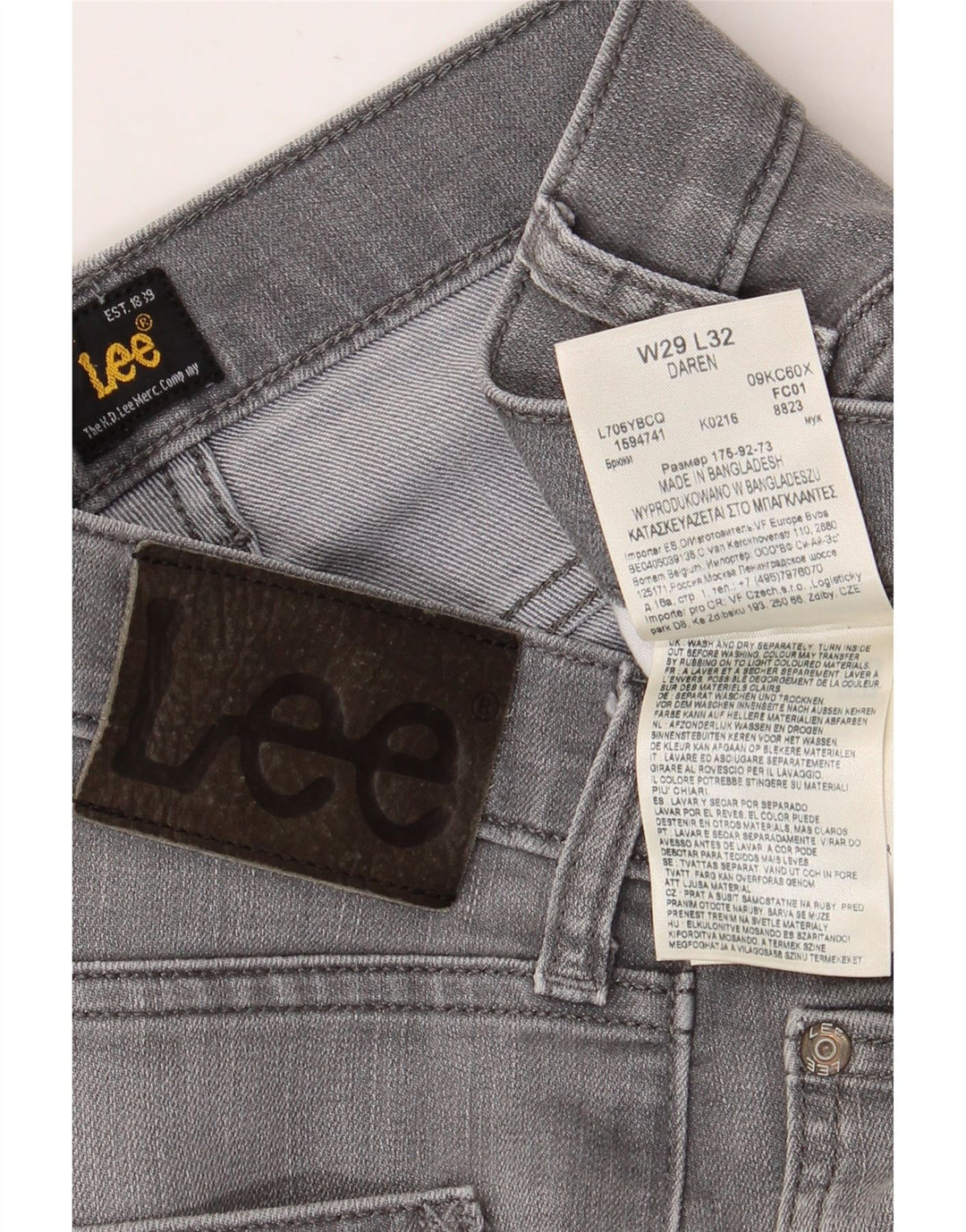 LEE Womens Daren Slim Jeans W29 L28 Grey Cotton