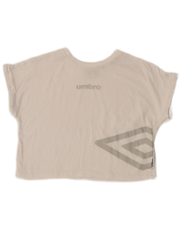 Umbro Camiseta corta con gráfico para mujer UK 40 Algodón blanco mediano