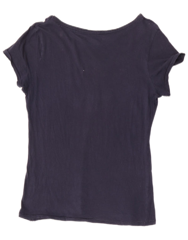 Timberland Womens Graphic T-Shirt Top UK 12 Medium Navy Blue