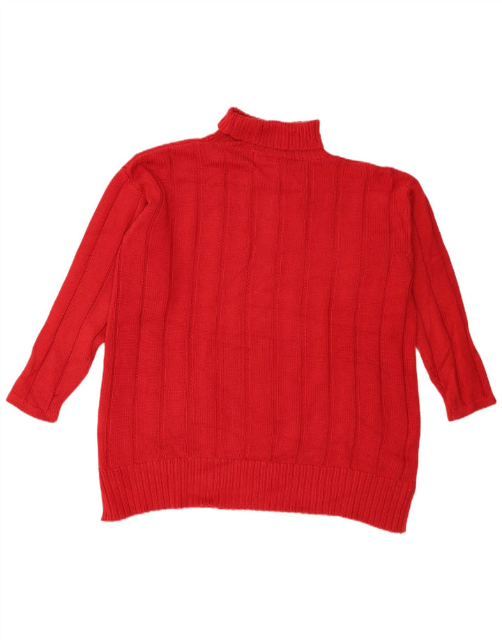 Damski sweter oversize Eddie Bauer z golfem UK 14, średni czerwony