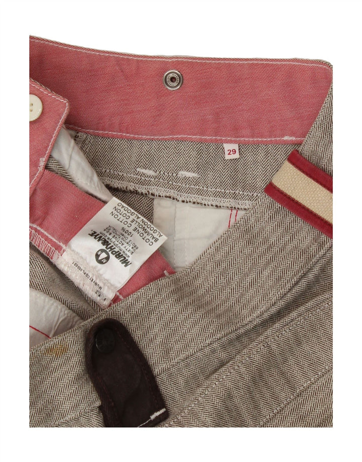 MURPHY & NYE Womens Straight Cropped Trousers W29 L23 Grey Herringbone Vintage Murphy & Nye and Second-Hand Murphy & Nye from Messina Hembry 