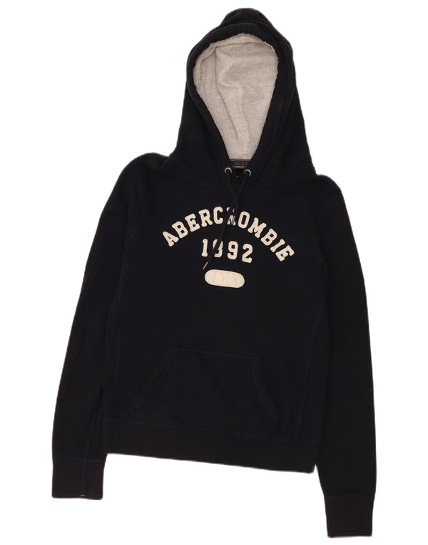 Abercrombie & Fitch Grafisk hættetrøje til kvinder UK 12 Medium Sort Bomuld