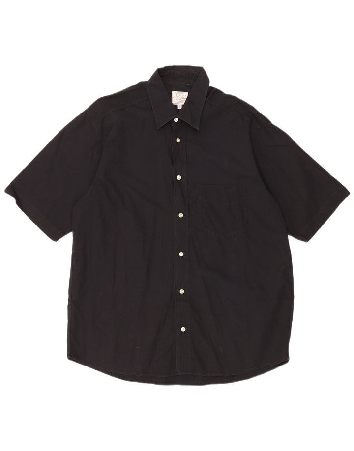 Rifle Mens Short Sleeve Shirt Large Black Cotton