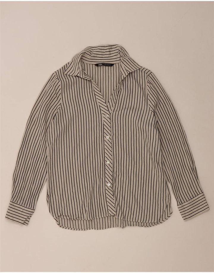 Chemise Femme Zara UK 14 Gris Moyen Rayé