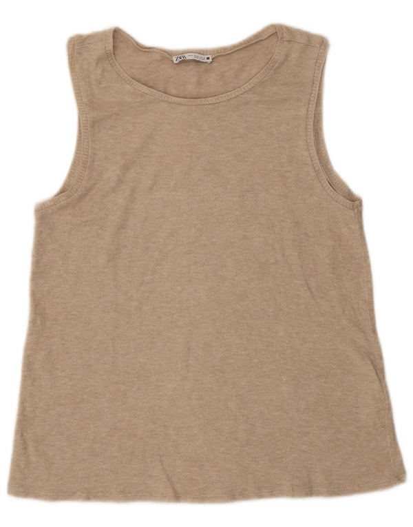 Zara Damevest Top UK 12 Medium Beige Flecked Viscose