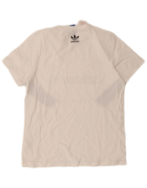 Adidas Boys Graphic T-Shirt Top 13-14 Years White Colourblock Cotton