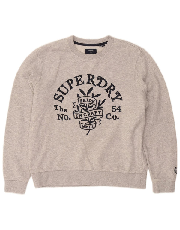 Superdry Womens Grafisk Oversized Sweatshirt Jumper UK 10 Small Grey Bomuld