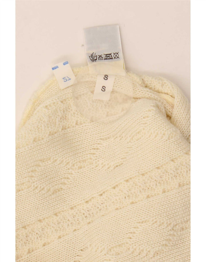 Vintage Mens Crew Neck Jumper Sweater Small Beige