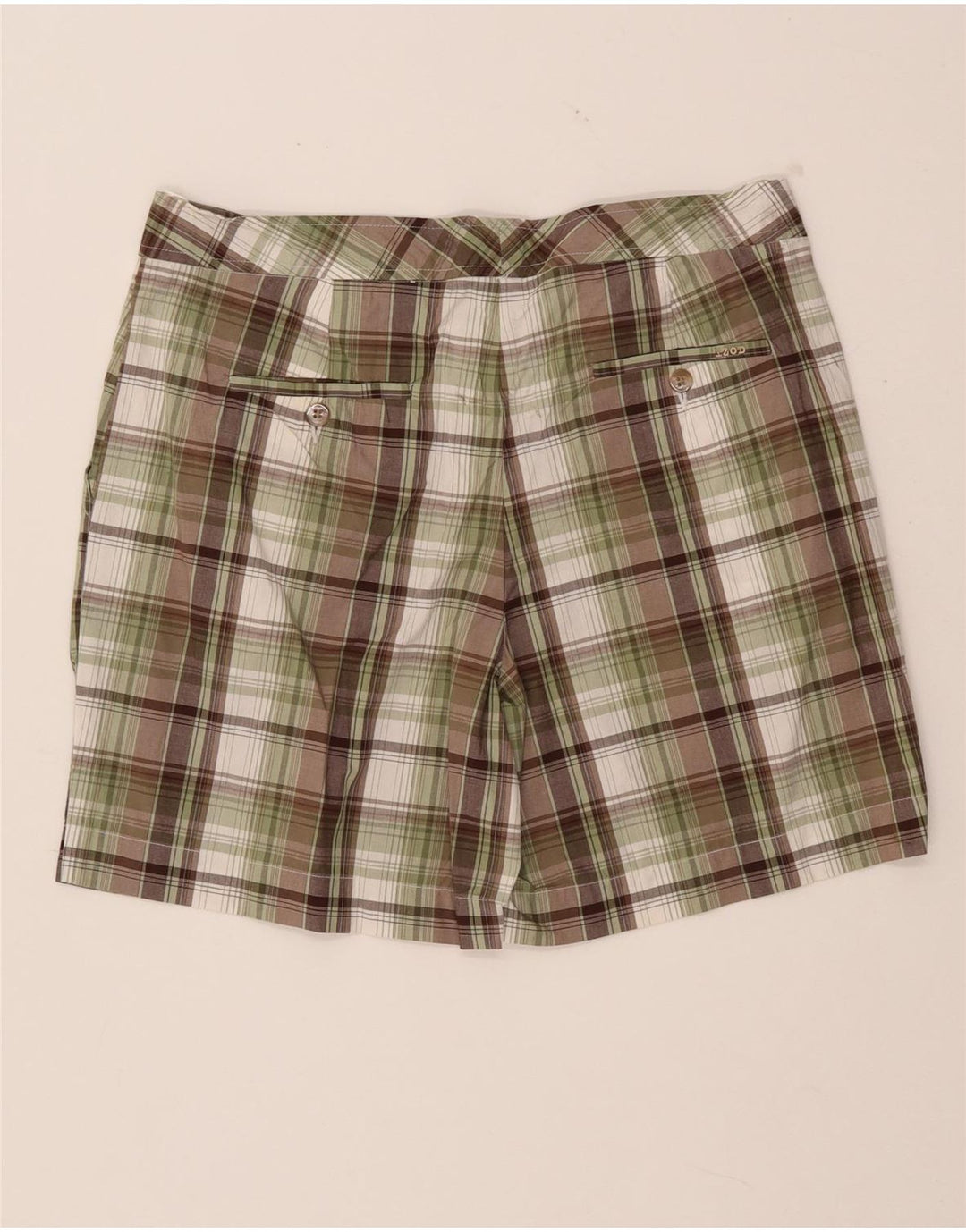 IZOD Womens Chino Shorts US 8 Medium W32  Khaki Check Cotton