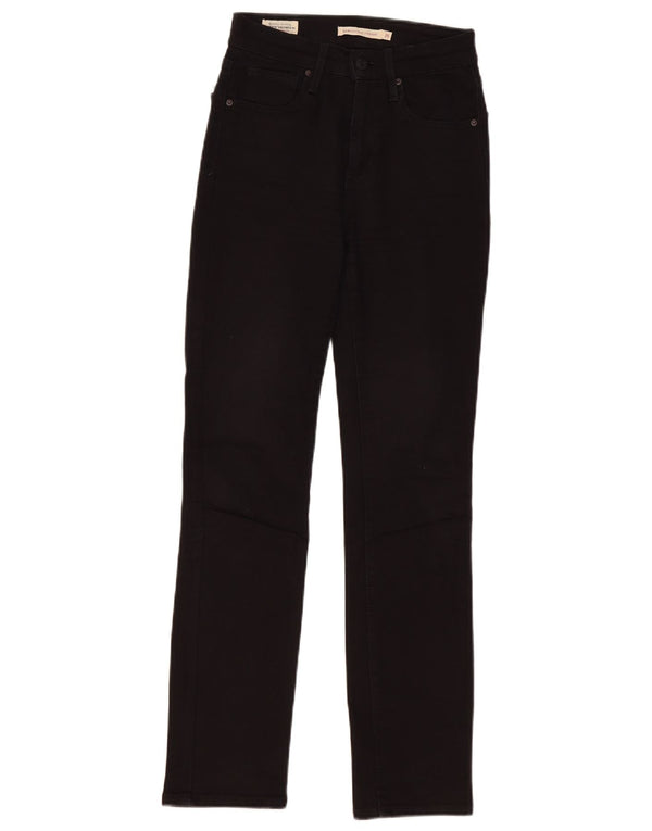 Levi's Womens 724 High Rise Straight Jeans W25 L30 Black Cotton
