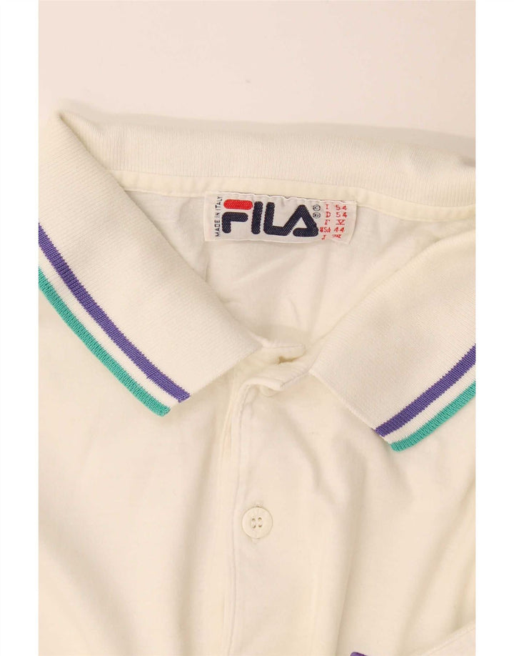 Fila Herre Grafisk Polo Shirt IT 54 XL Hvid
