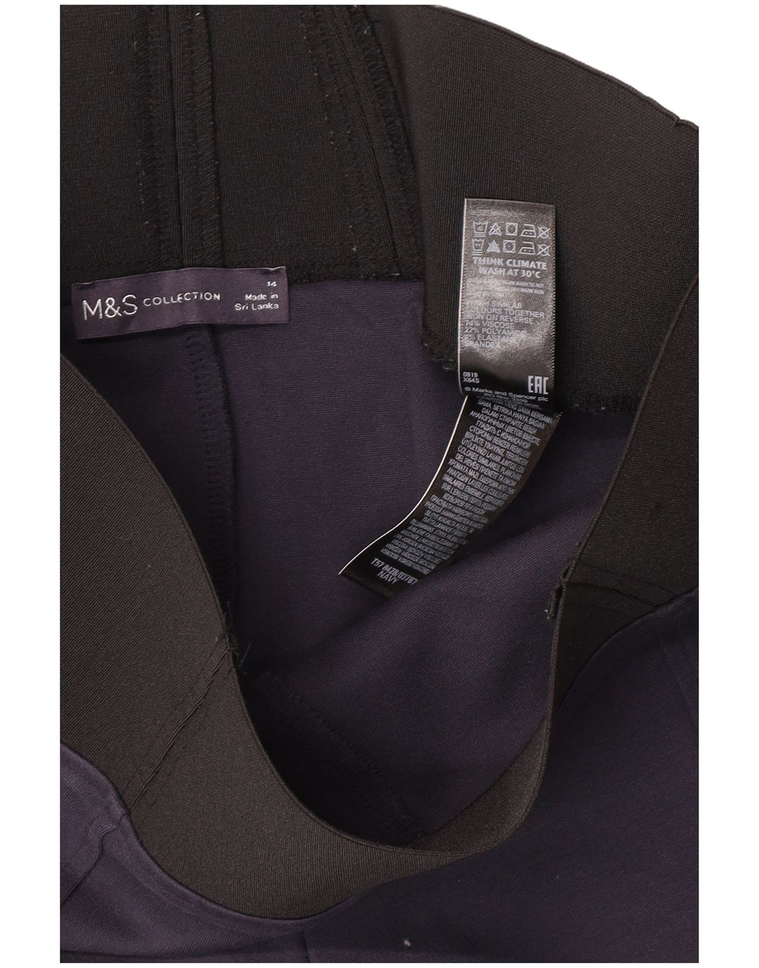 Marks & Spencer Womens Leggings UK 14 Medium  Navy Blue Viscose
