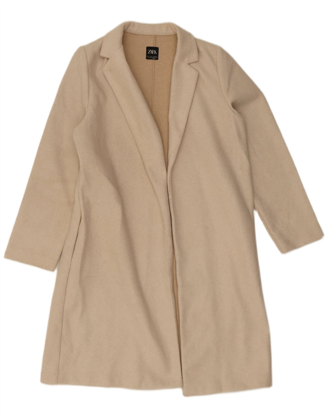Soprabito aperto da donna Zara UK 16 grande poliestere beige