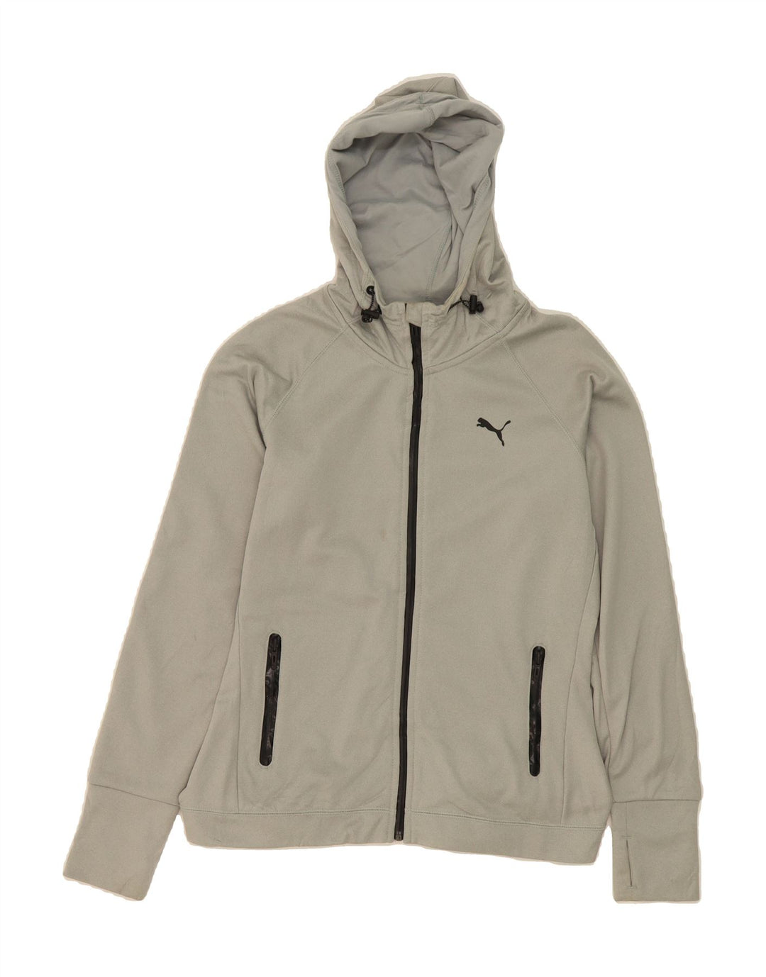 PUMA Womens Zip Hoodie Sweater UK 10 Small Grey Polyester Vintage Puma and Second-Hand Puma from Messina Hembry 