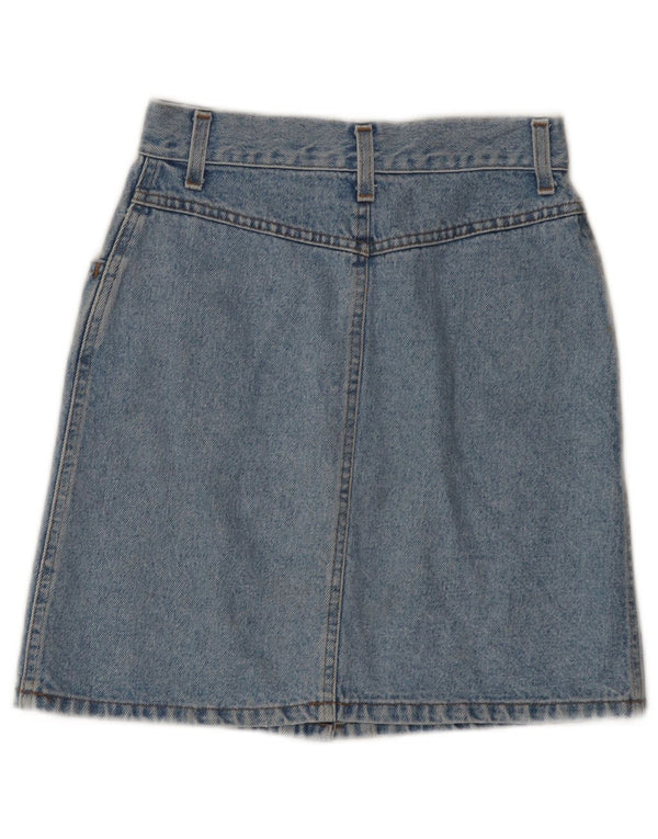 Gonna di jeans vintage da donna IT 40 piccola W25 in cotone blu