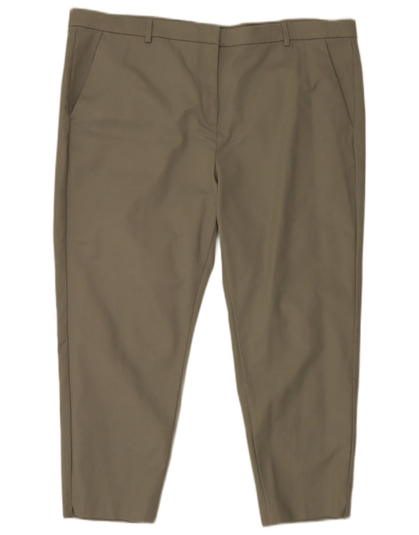 Marks & Spencer Damen Crop Chino Hose UK 22 2XL W44 L25 Grüne Baumwolle