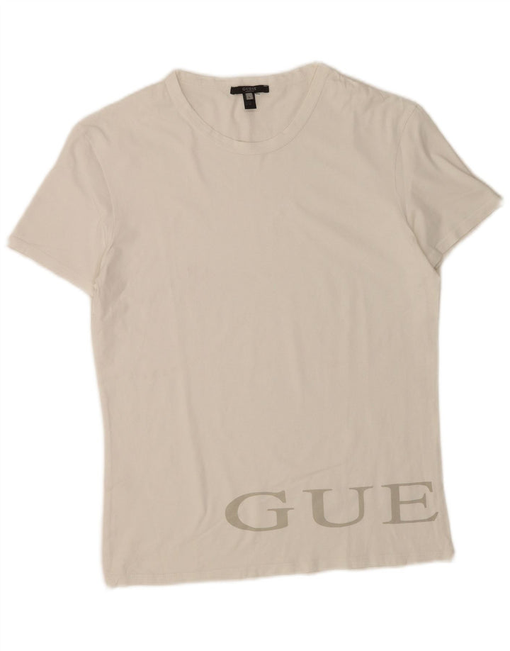 Guess Mens Graphic T-Shirt Top Large White Cotton