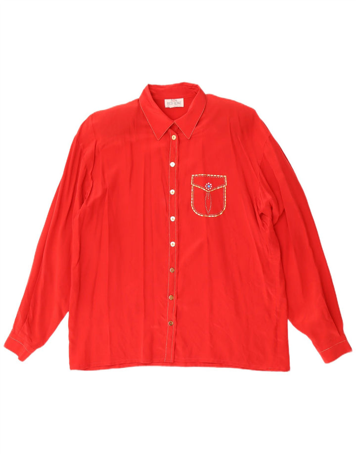 Vintage Womens Long Sleeve Regular Shirt IT 46 Large Red Silk
