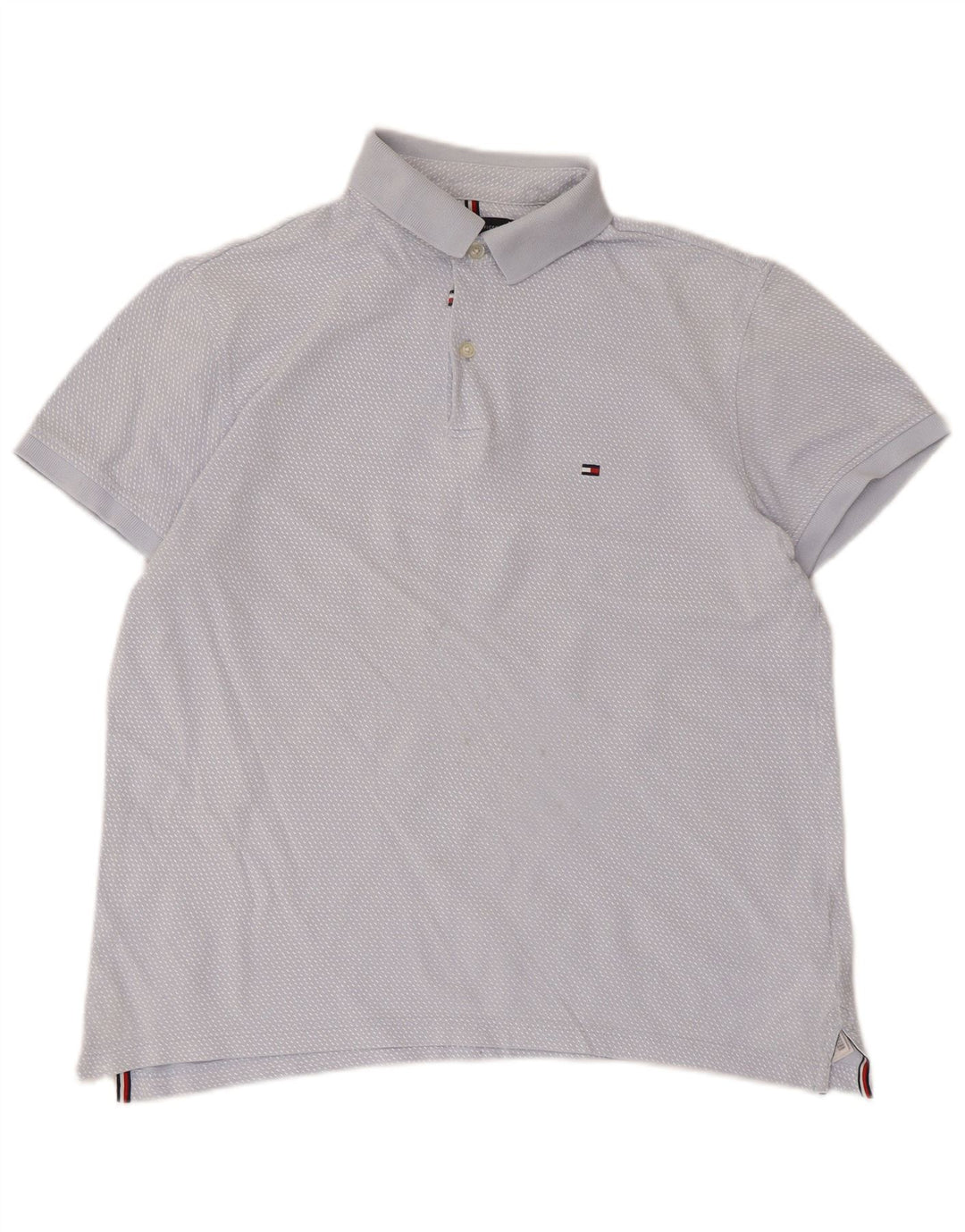 Tommy Hilfiger Mens Polo Shirt Medium Blue Spotted Cotton