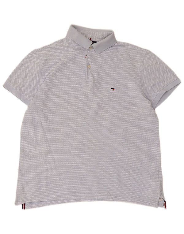 Tommy Hilfiger Mens Polo Shirt Medium Blue Spotted Cotton