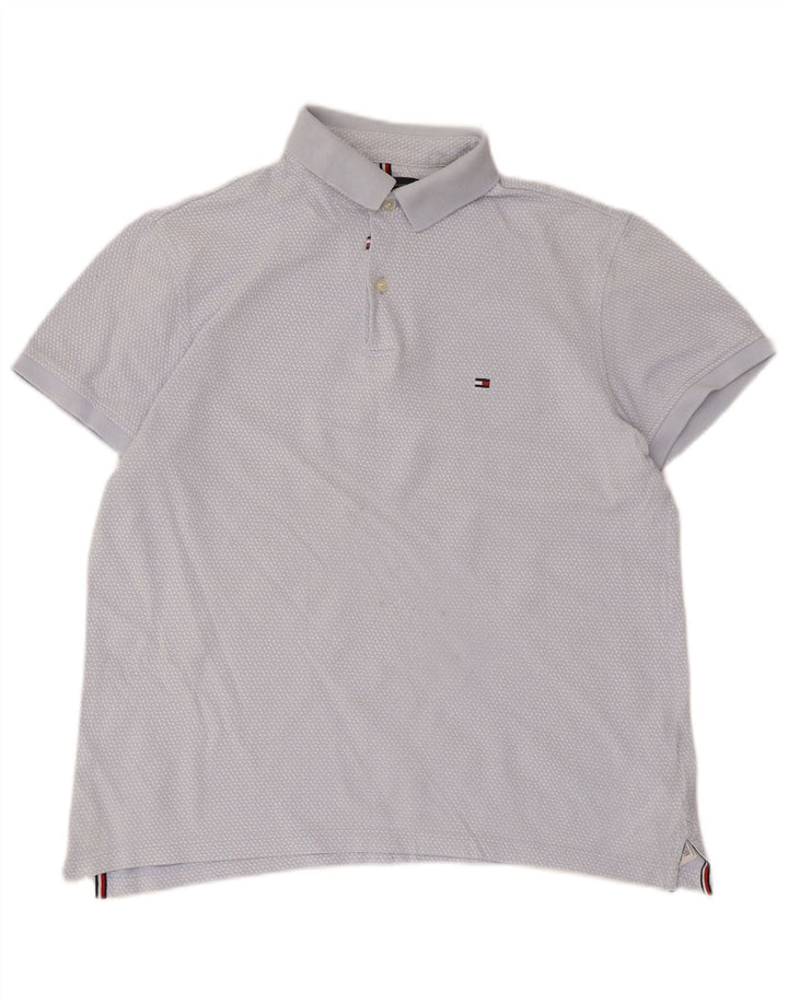 Tommy Hilfiger Mens Polo Shirt Medium Blue Spotted Cotton