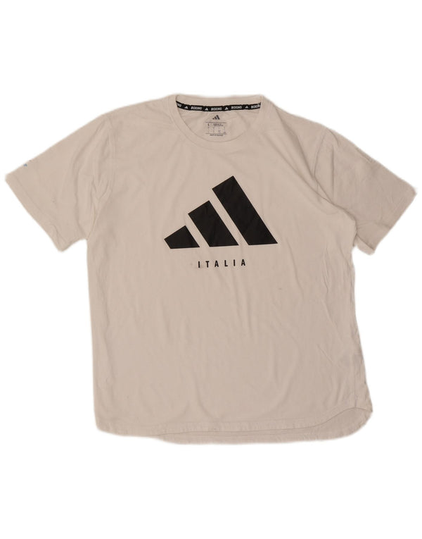 Adidas Męski T-shirt z grafiką o regularnym kroju, duży, biały, bawełniany