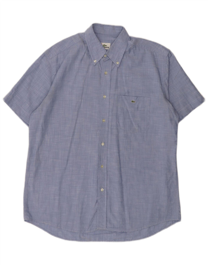 LACOSTE Mens Short Sleeve Shirt Size 40 Medium Blue Cotton