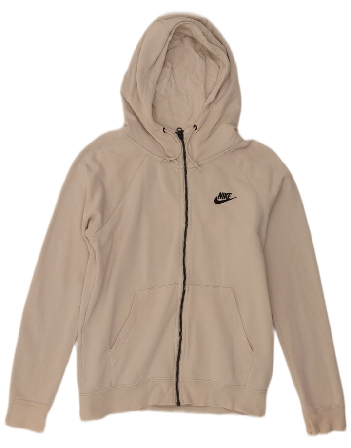 Nike Mens Zip Hoodie Sweater Small Beige Cotton