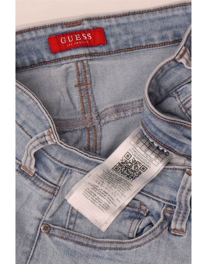 Guess Womens Distressed Slim Jeans W33 L27 Blue Cotton