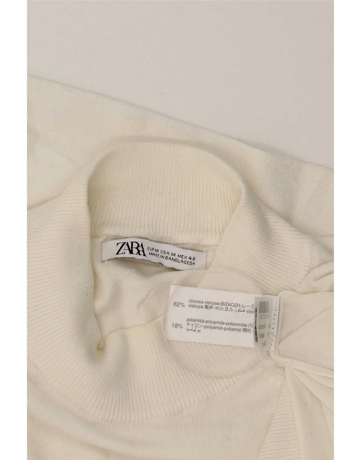 Zara Mens Turtle Neck Jumper Sweater Medium White Viscose