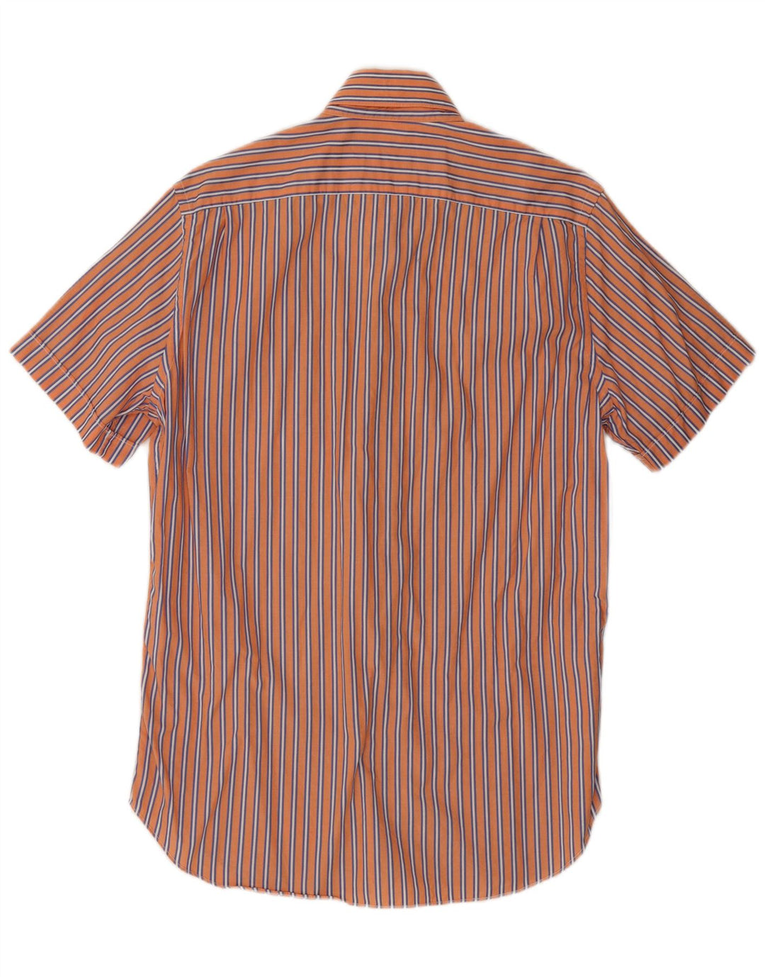 Massimo Dutti Herren-Kurzarmhemd aus mittelorange gestreifter Baumwolle
