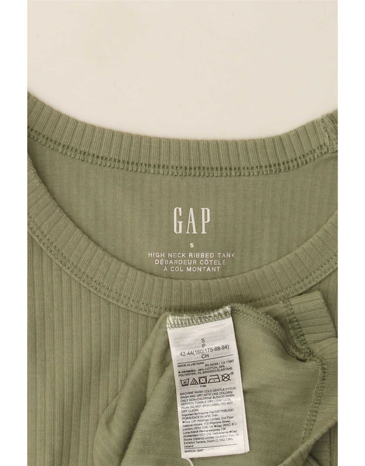 Gap Damen Weste Top UK 8 Small Khaki Baumwolle