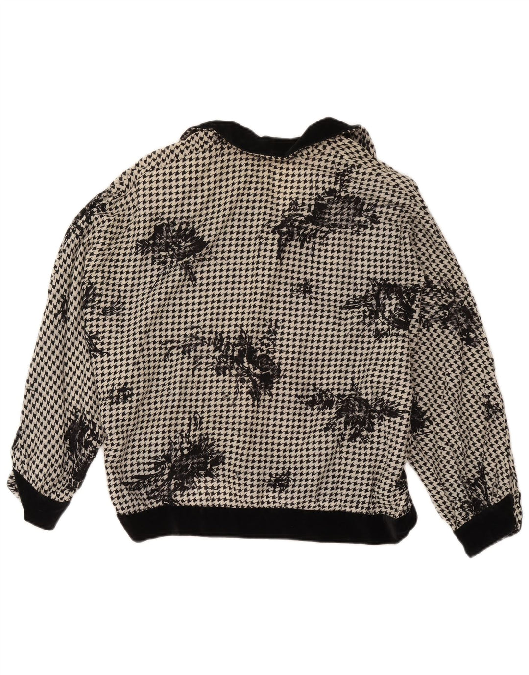 Vintage Womens Oversized Blouse Top UK 18 XL Black Houndstooth