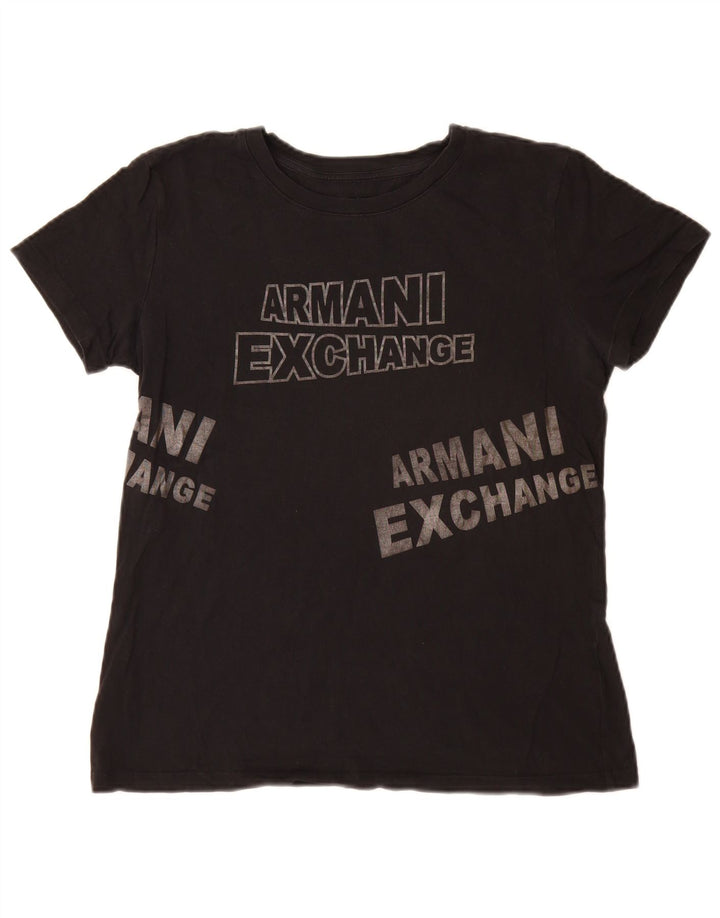 Armani Exchange Womens Graphic T-Shirt Top UK 14 Medium Black