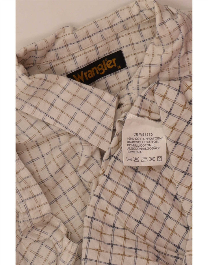Wrangler Mens Short Sleeve Regular Fit Shirt Medium White Plaid Cotton