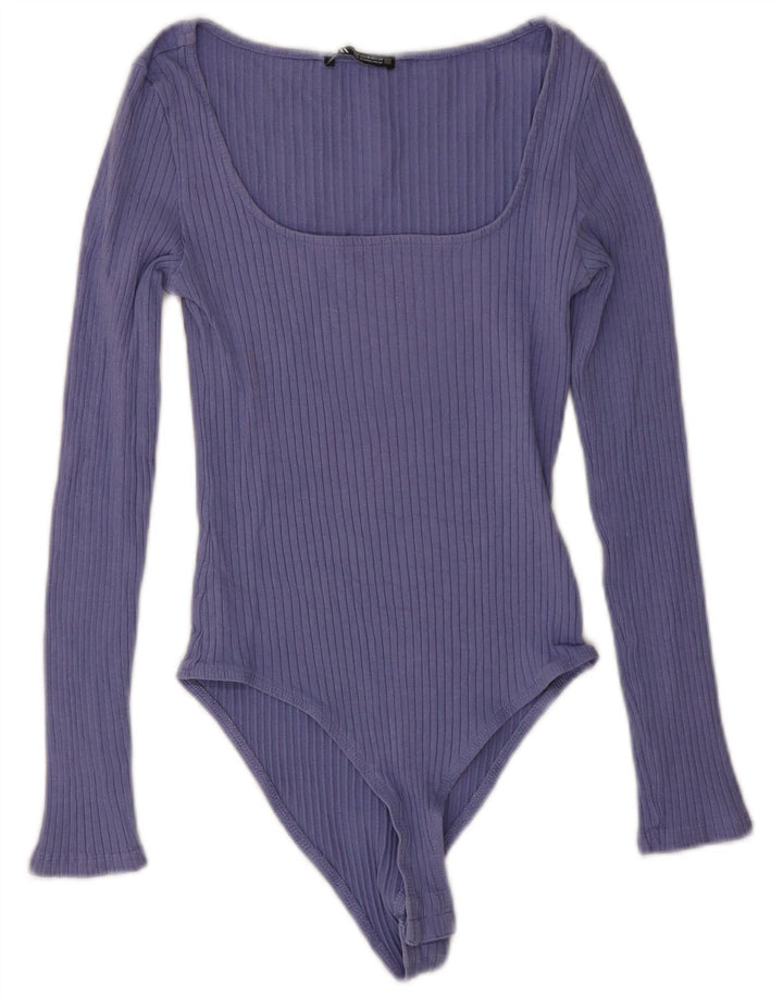 Zara Womens Long Sleeve Bodysuit UK 12 Medium Purple