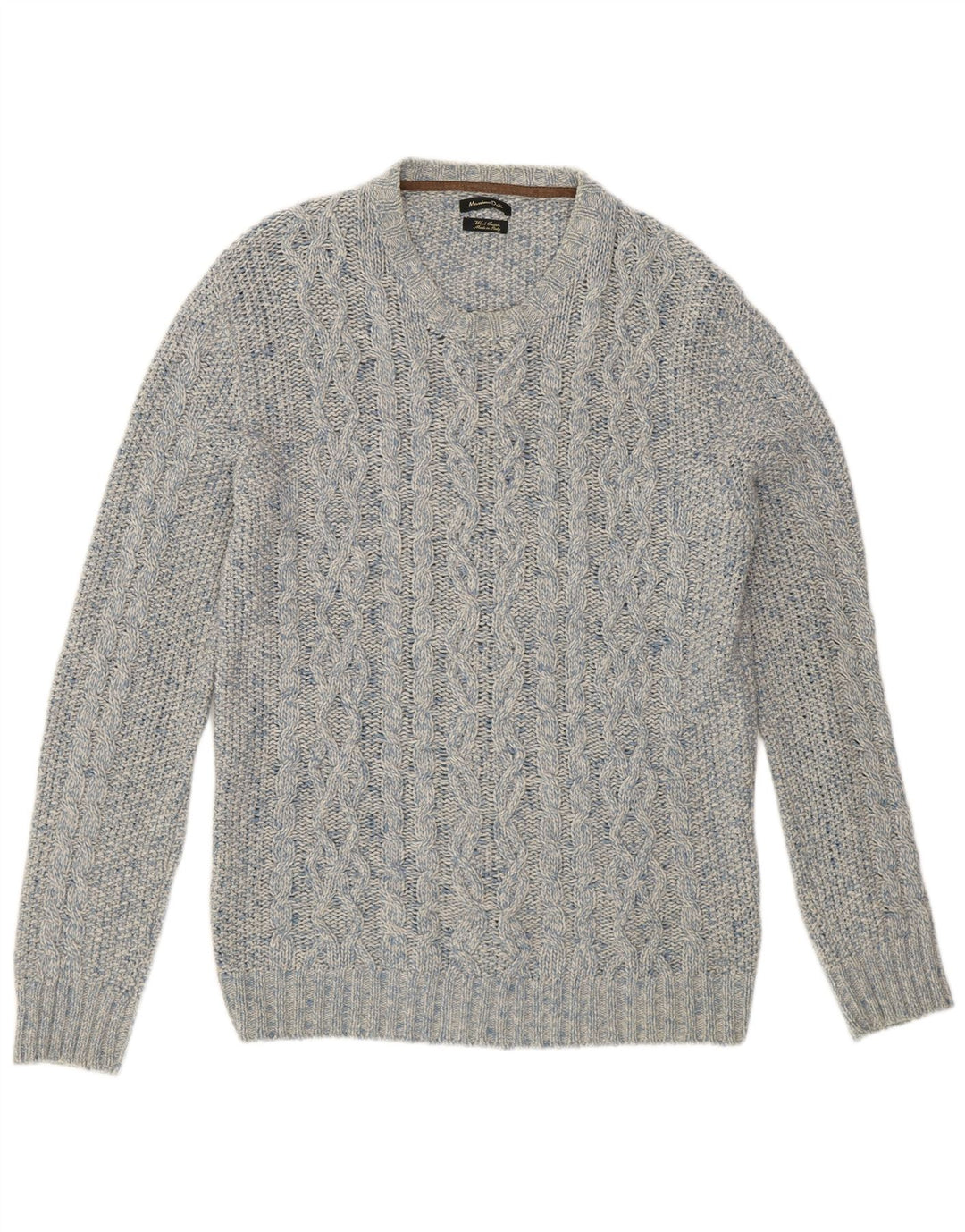 Massimo Dutti Herre Crew Neck Jumper Sweater Large Blue Flecked Wool