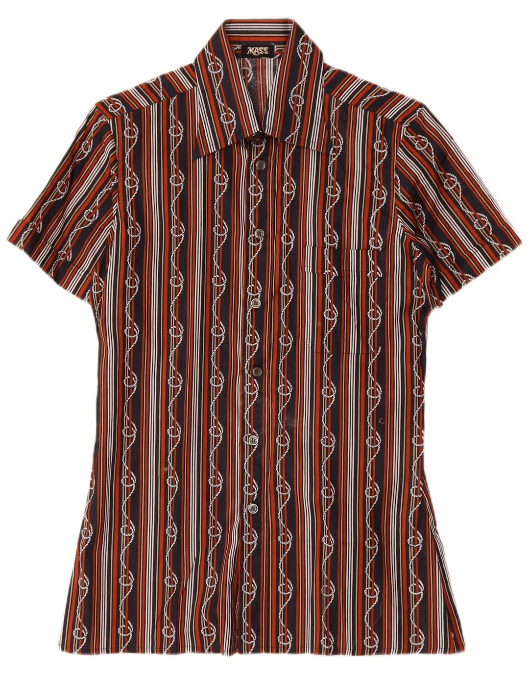 Mass Mens Short Sleeve Shirt Size 15 1/2 39 Medium Black Striped