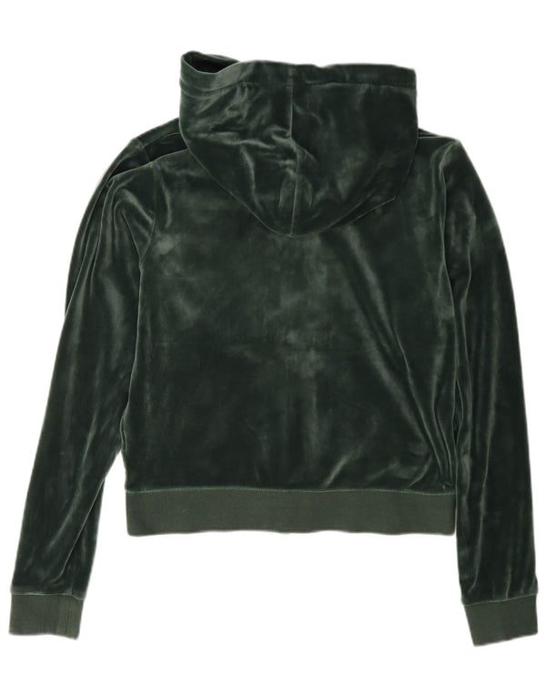 Juicy Couture Dame Crop Velour Hættetrøje Sweater UK 14 Medium Grøn