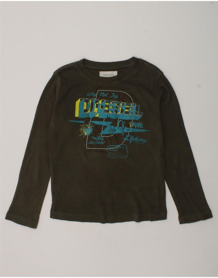 DIESEL Boys Graphic Top Long Sleeve 5-6 Years Khaki Cotton | Vintage Diesel | Thrift | Second-Hand Diesel | Used Clothing | Messina Hembry 