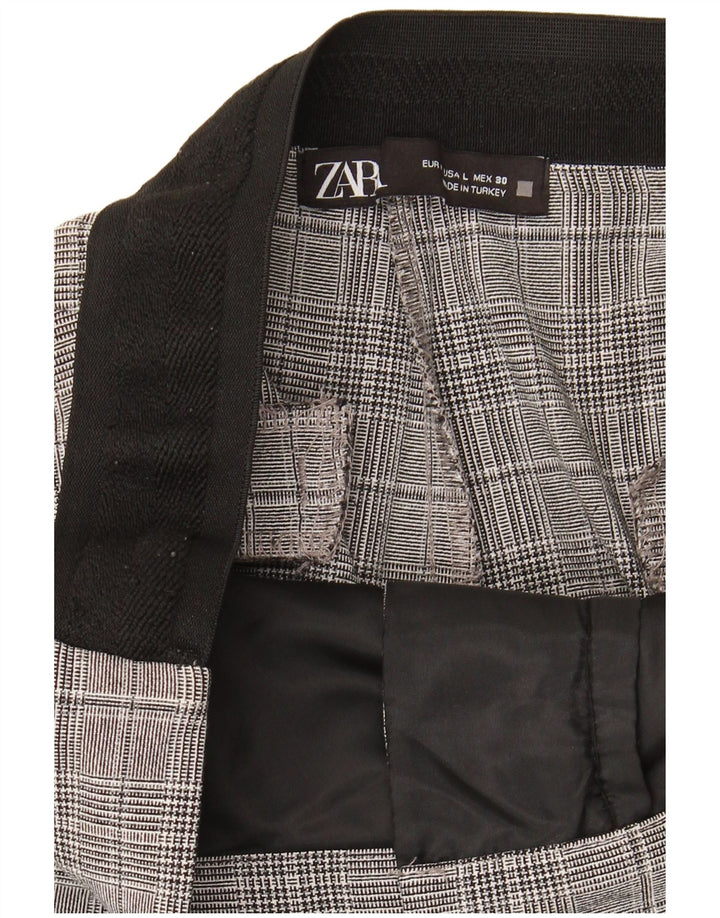 Zara Womens Cropped Trousers Large W30 L25 Grey Check